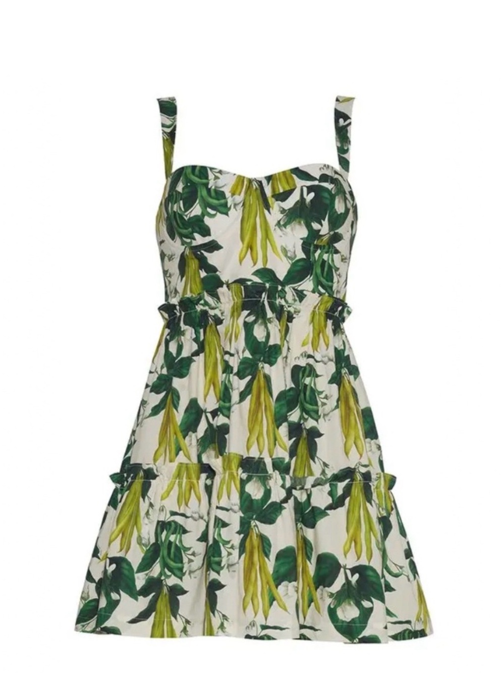 Cara Cara Audrey Mini Sundress with Green and Yellow Leaf Print